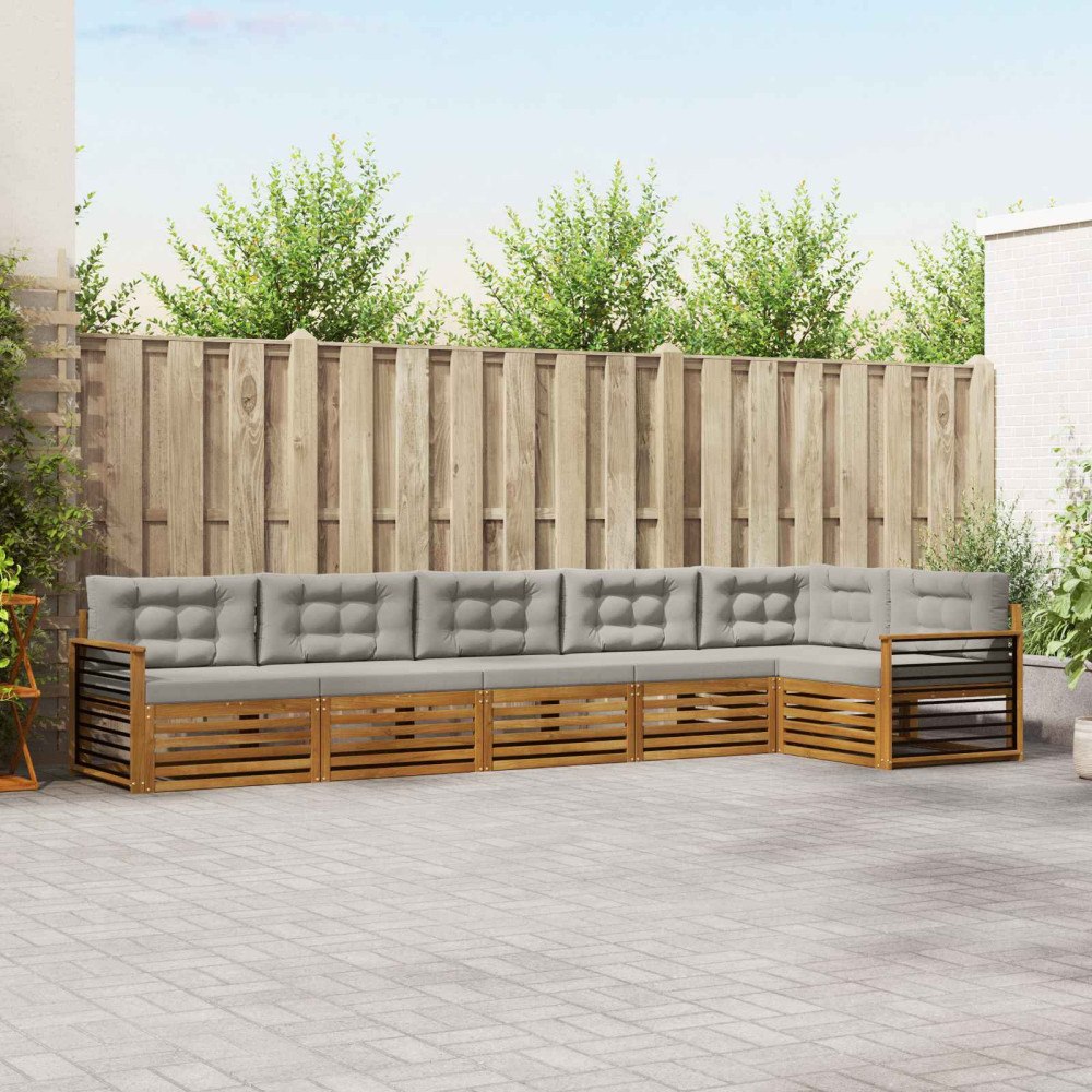 vidaXL Utomhussoffset 6 pcs Naturlig och Ljus Grå Massivt Akaciaträ