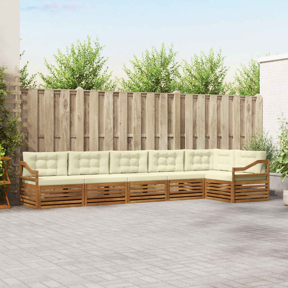 vidaXL Utomhussoffset med kudde 6 pcs Naturlig och Grädde