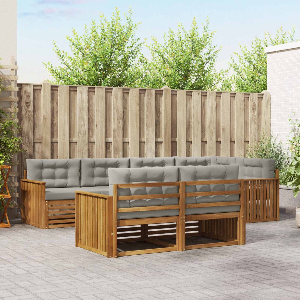 vidaXL Utomhussoffset med kudde 22 pcs Naturlig och Ljus Grå