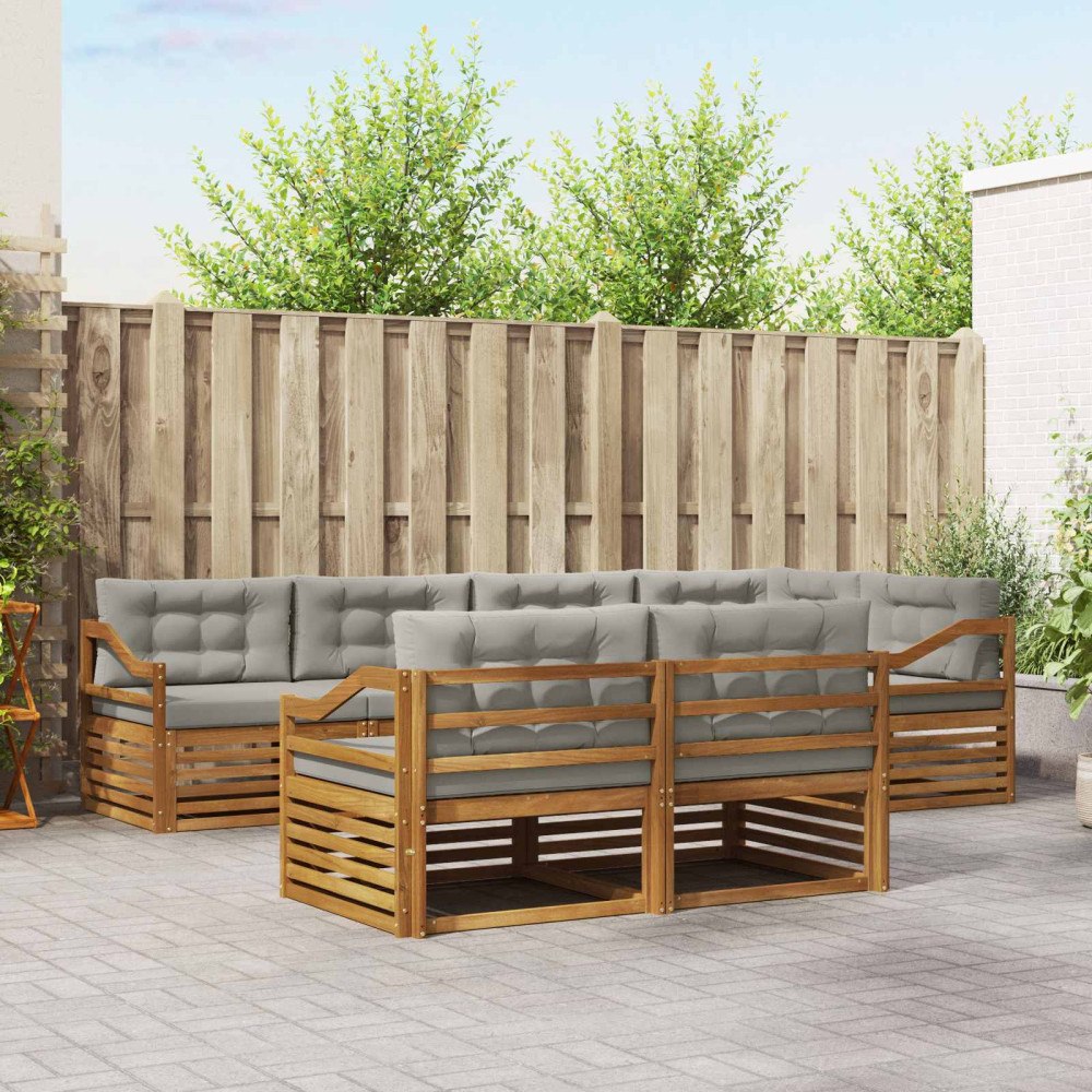 vidaXL Utomhussoffset med kudde 22 pcs Naturlig och Ljus Grå