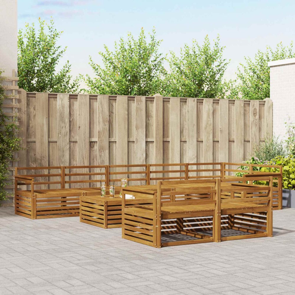 vidaXL Utomhussoffset 9 pcs Naturfärg