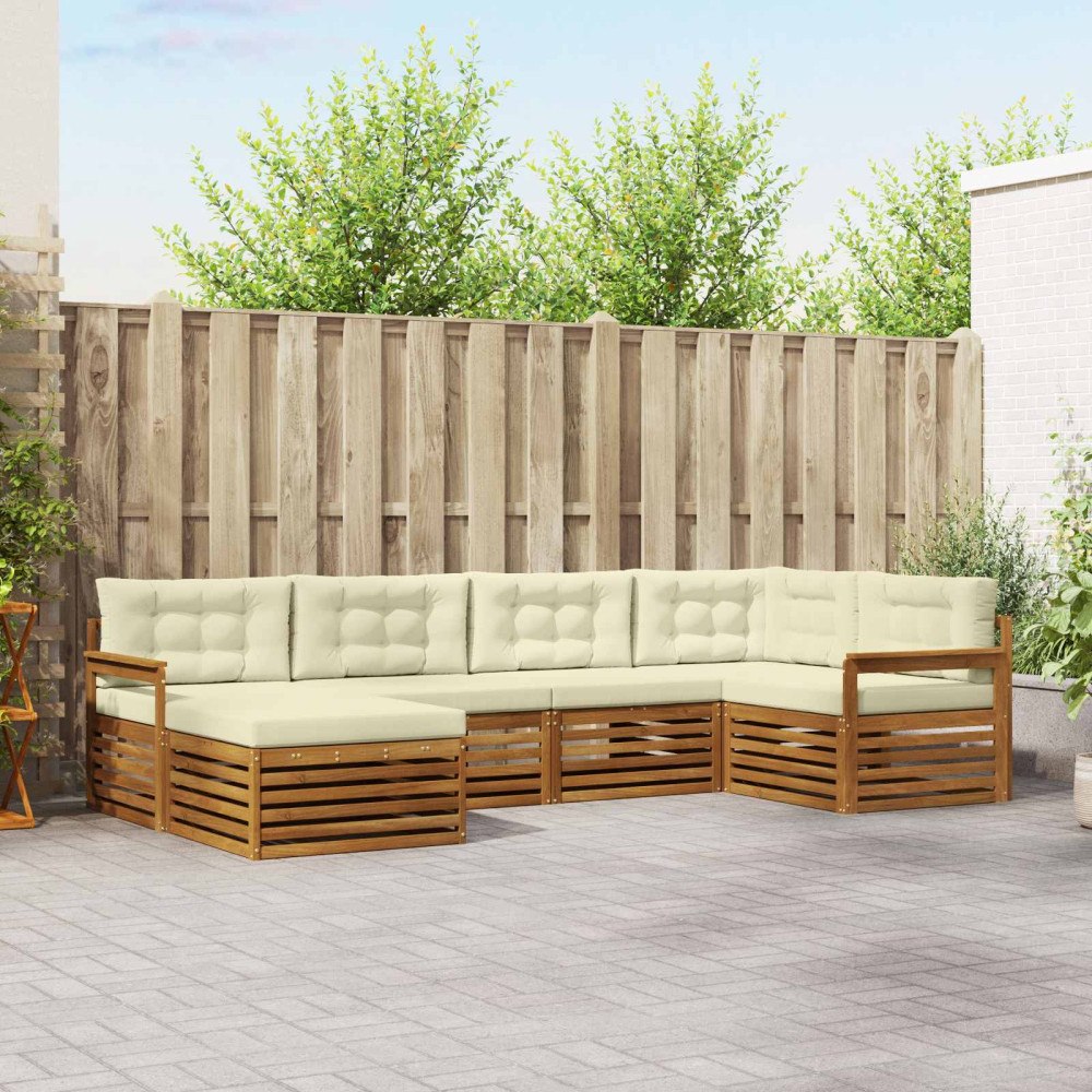 vidaXL Utomhussoffset med kudde 6 pcs Naturlig och Grädde