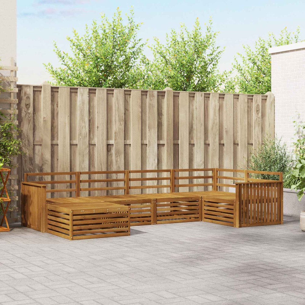 vidaXL Utomhussoffset 6 pcs Naturfärg Massivt Akaciaträ