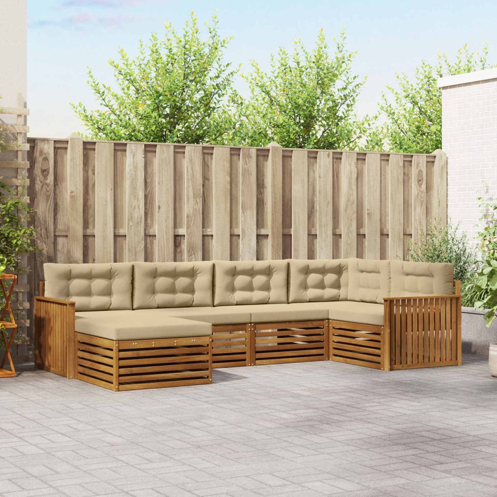 vidaXL Utomhussoffset med kudde 6 pcs Naturlig och Beige