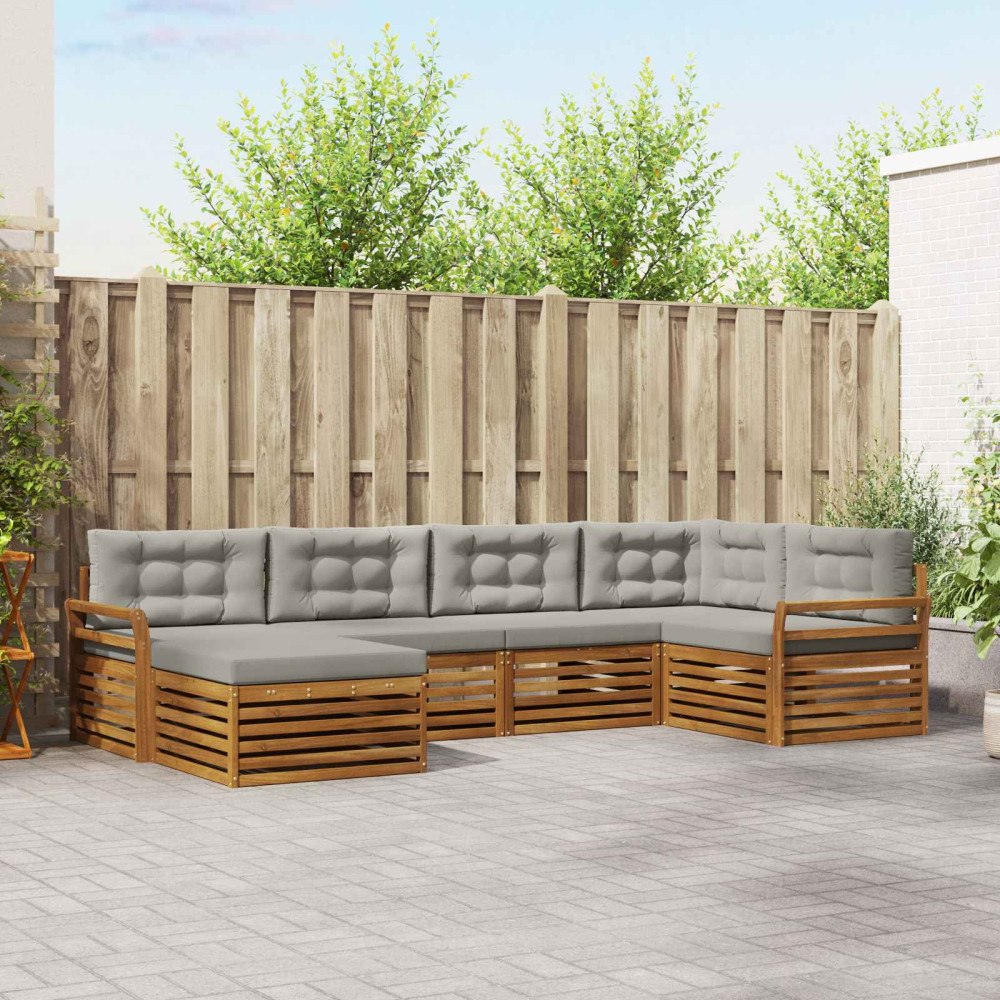 vidaXL Utomhussoffset med kudde 18 pcs Naturlig och Ljus Grå