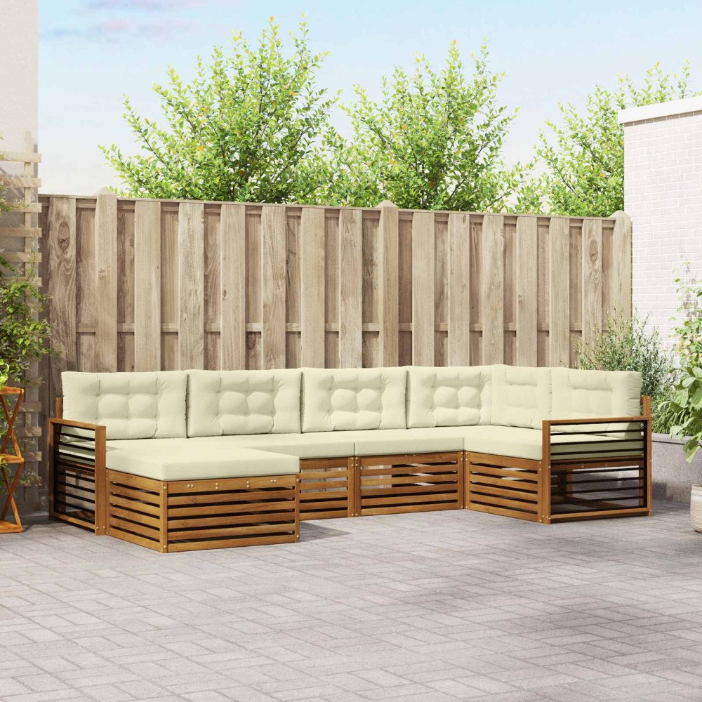 vidaXL Utomhussoffset med kudde 6 pcs Naturlig och Grädde