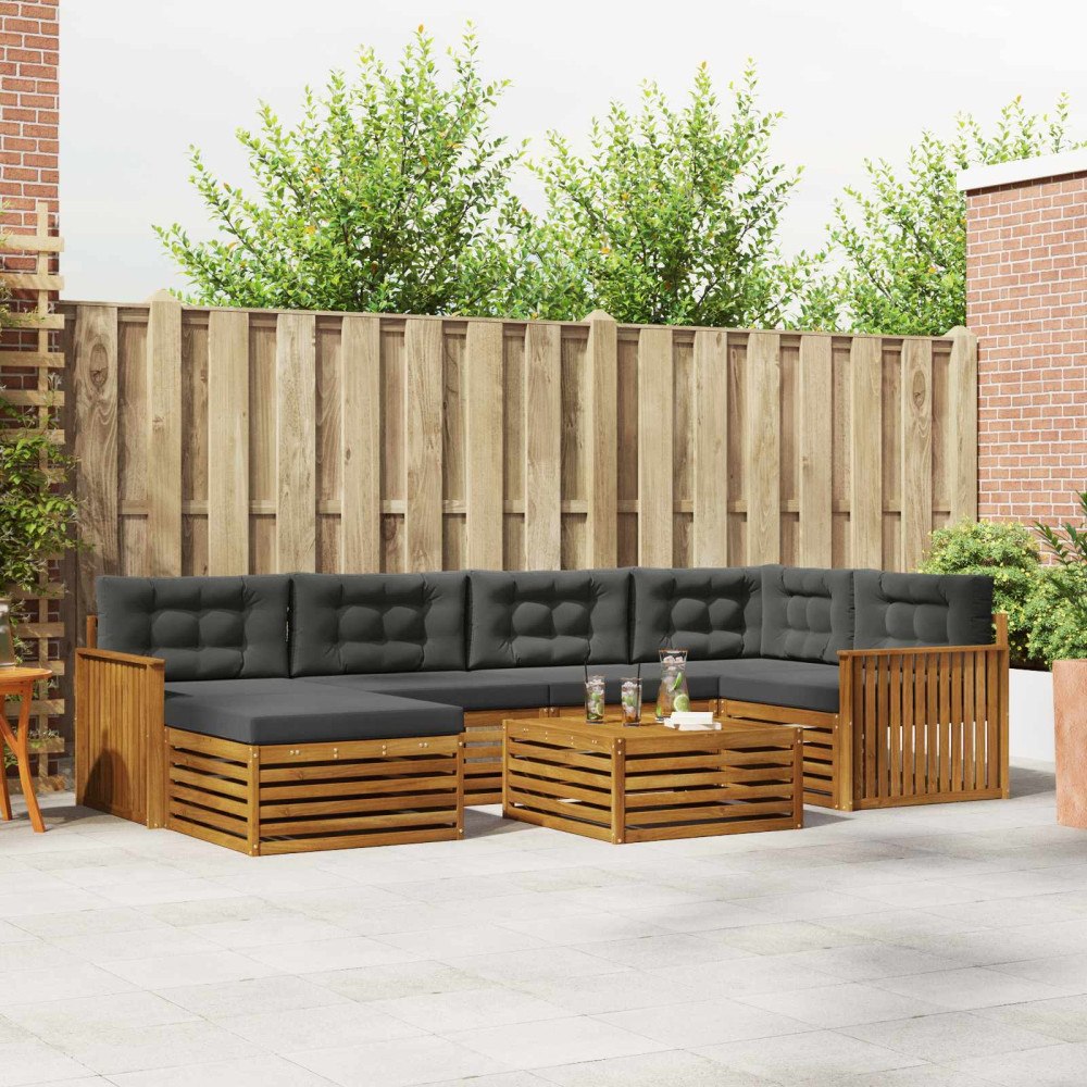 vidaXL Utomhussoffset med kudde 7 pcs Naturlig och Antracit