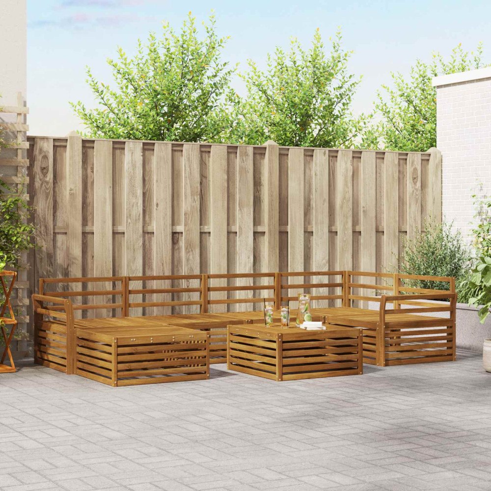 vidaXL Utomhussoffset 7 pcs Naturfärg Massivt Akaciaträ