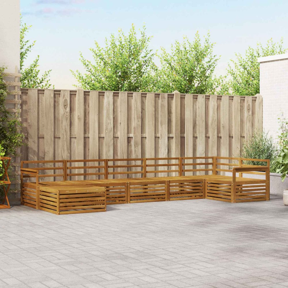 vidaXL Soffgrupper 7 pcs Naturfärg Massivt Akaciaträ