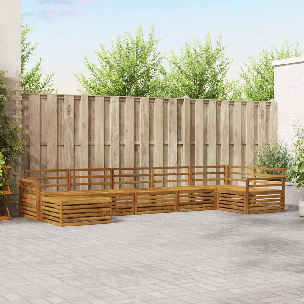 vidaXL Soffgrupper 7 pcs Naturfärg Massivt Akaciaträ