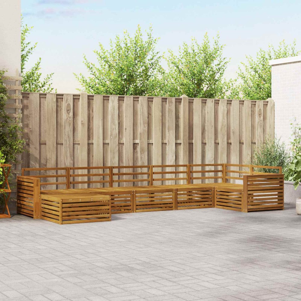 vidaXL Soffgrupper 7 pcs Naturfärg Massivt Akaciaträ