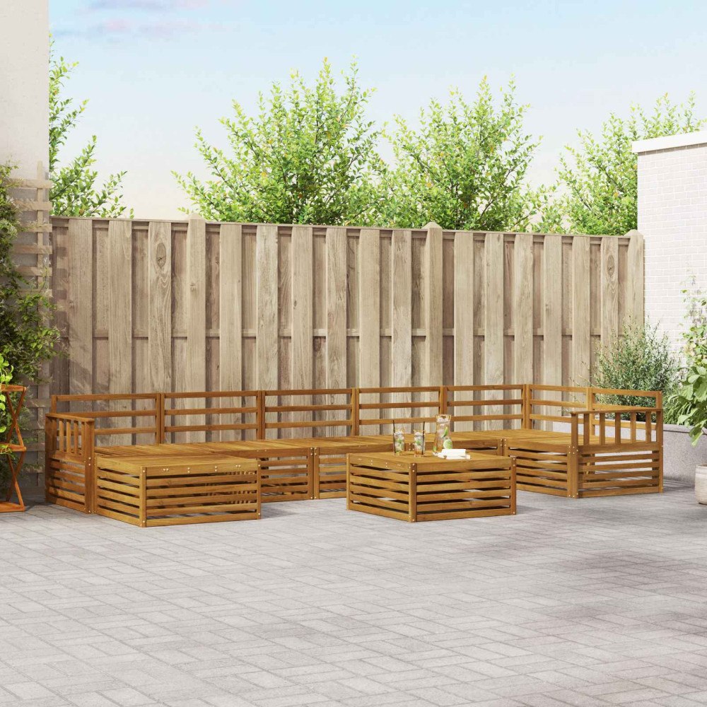 vidaXL Soffgrupper 8 pcs Naturfärg Massivt Akaciaträ