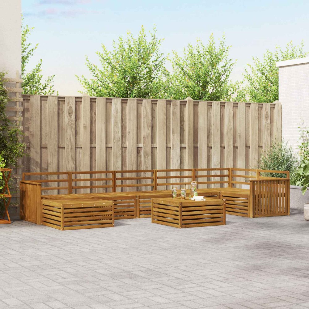 vidaXL Soffgrupper 8 pcs Naturfärg Massivt Akaciaträ