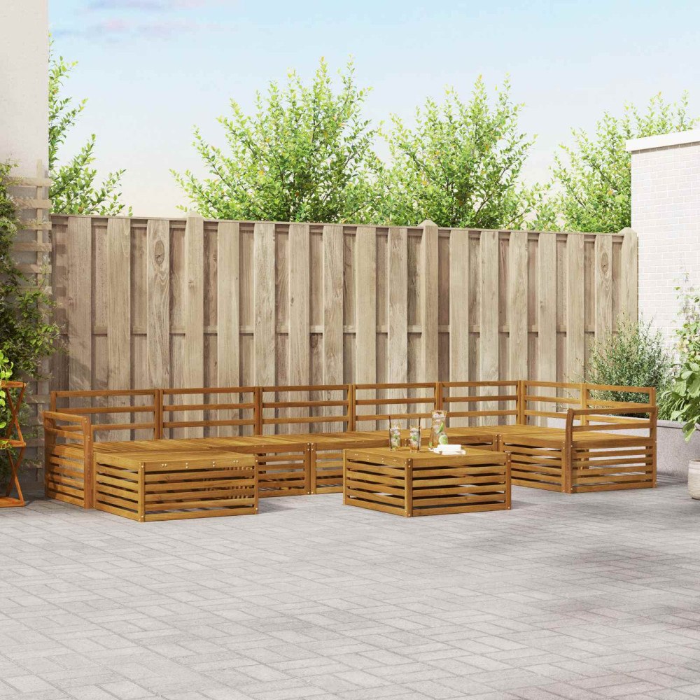 vidaXL Soffgrupper 8 pcs Naturfärg Massivt Akaciaträ
