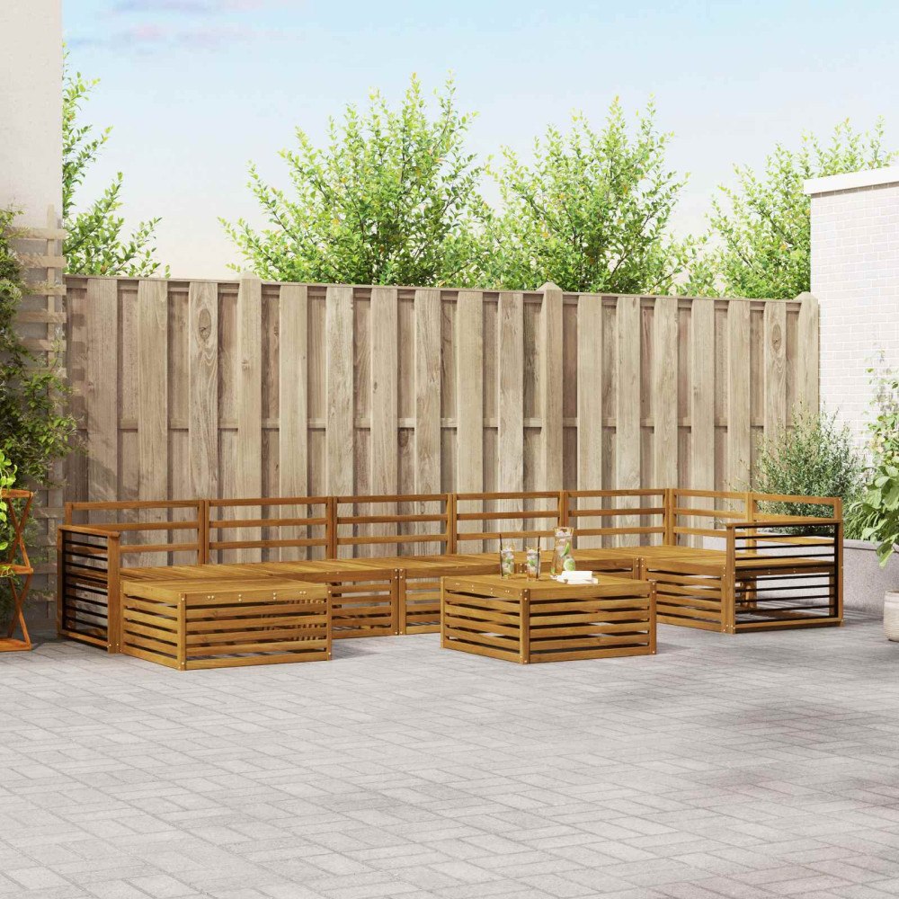 vidaXL Soffgrupper 8 pcs Naturfärg Massivt Akaciaträ