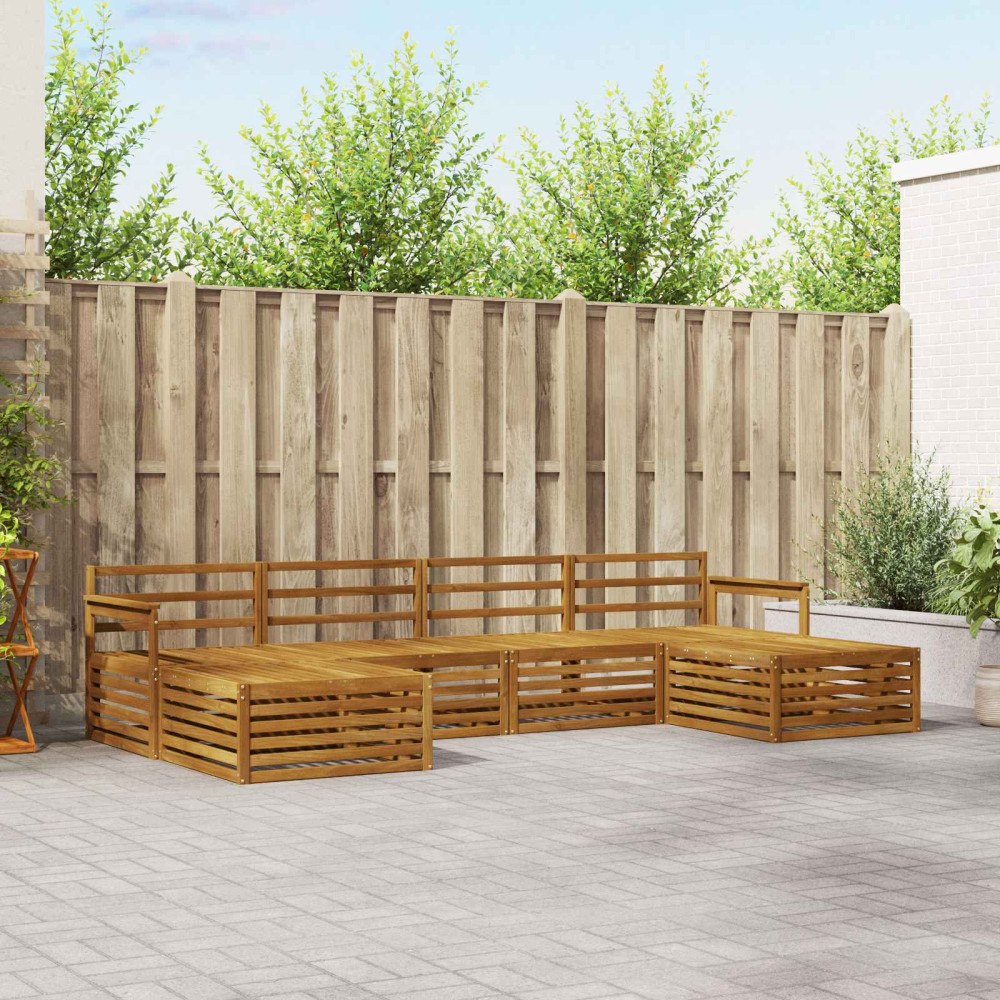 vidaXL Soffgrupper 6 pcs Naturfärg Massivt Akaciaträ