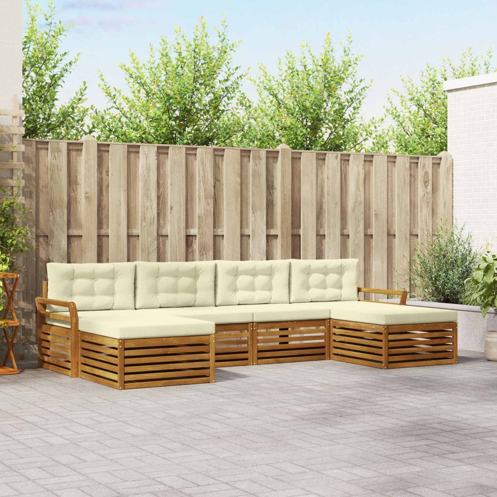 vidaXL Soffgrupper 6 pcs Naturlig och Grädde Massivt Akaciaträ