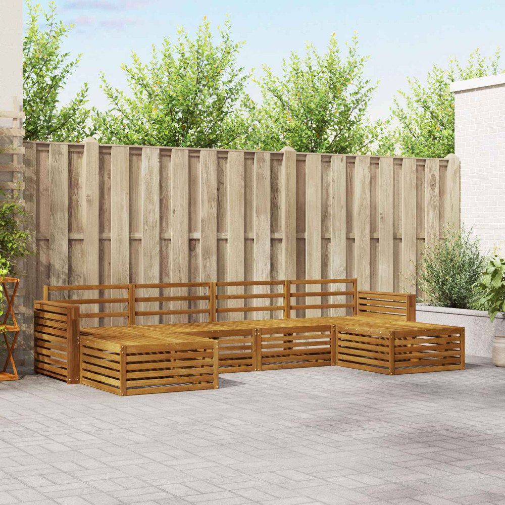 vidaXL Soffgrupper 6 pcs Naturfärg Massivt Akaciaträ