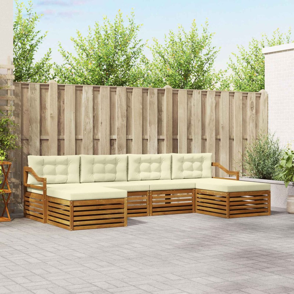 vidaXL Soffgrupper 6 pcs Naturlig och Grädde Massivt Akaciaträ