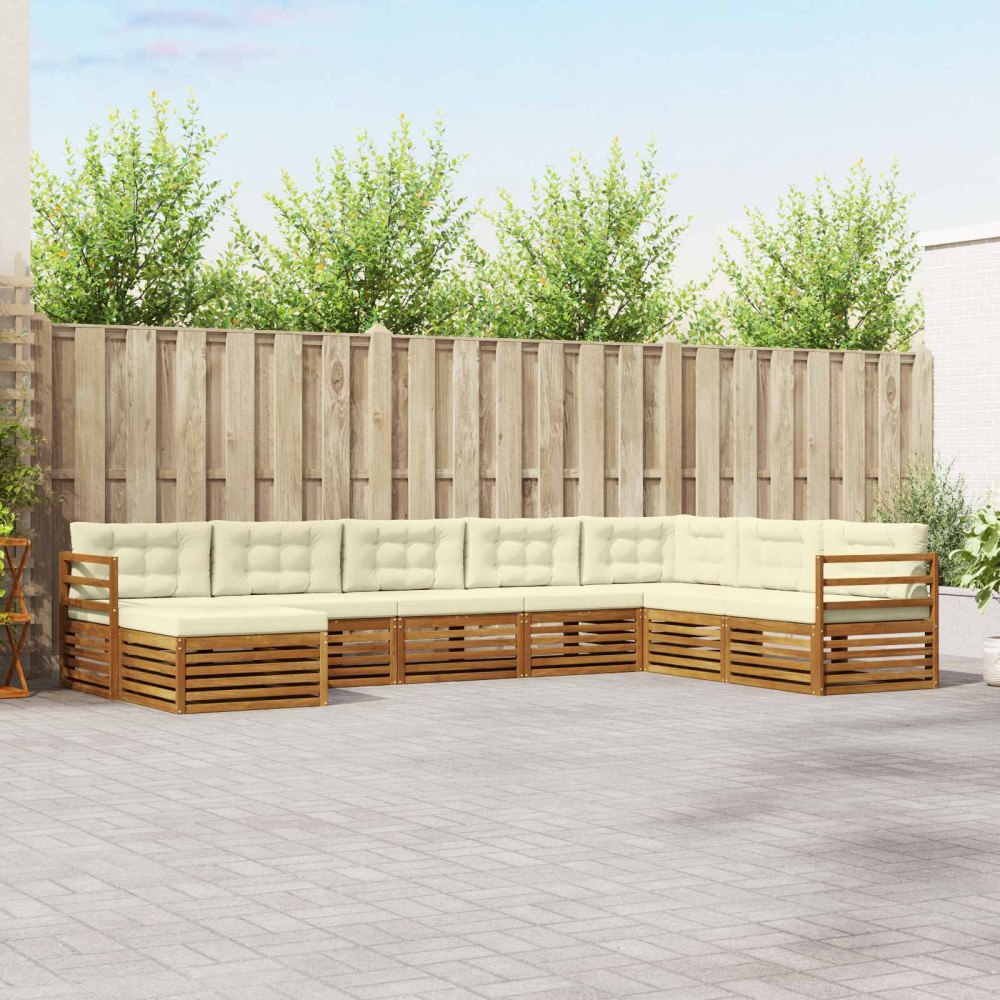 vidaXL Soffgrupper 8 pcs Naturlig och Grädde Massivt Akaciaträ