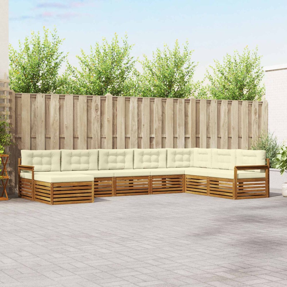 vidaXL Soffgrupper 8 pcs Naturlig och Grädde Massivt Akaciaträ