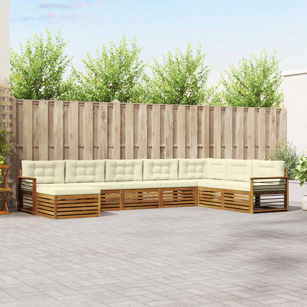 vidaXL Soffgrupper 8 pcs Naturlig och Grädde Massivt Akaciaträ