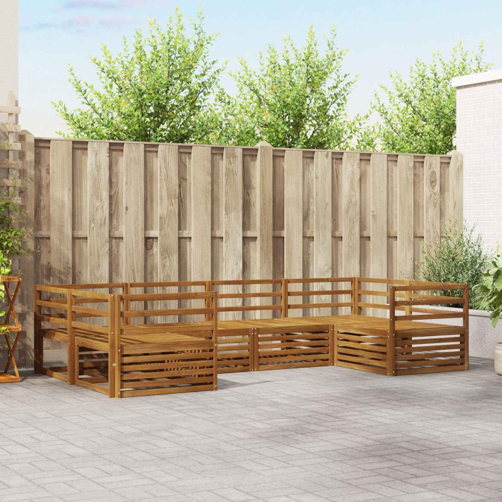 vidaXL Soffgrupper 6 pcs Naturfärg Massivt Akaciaträ