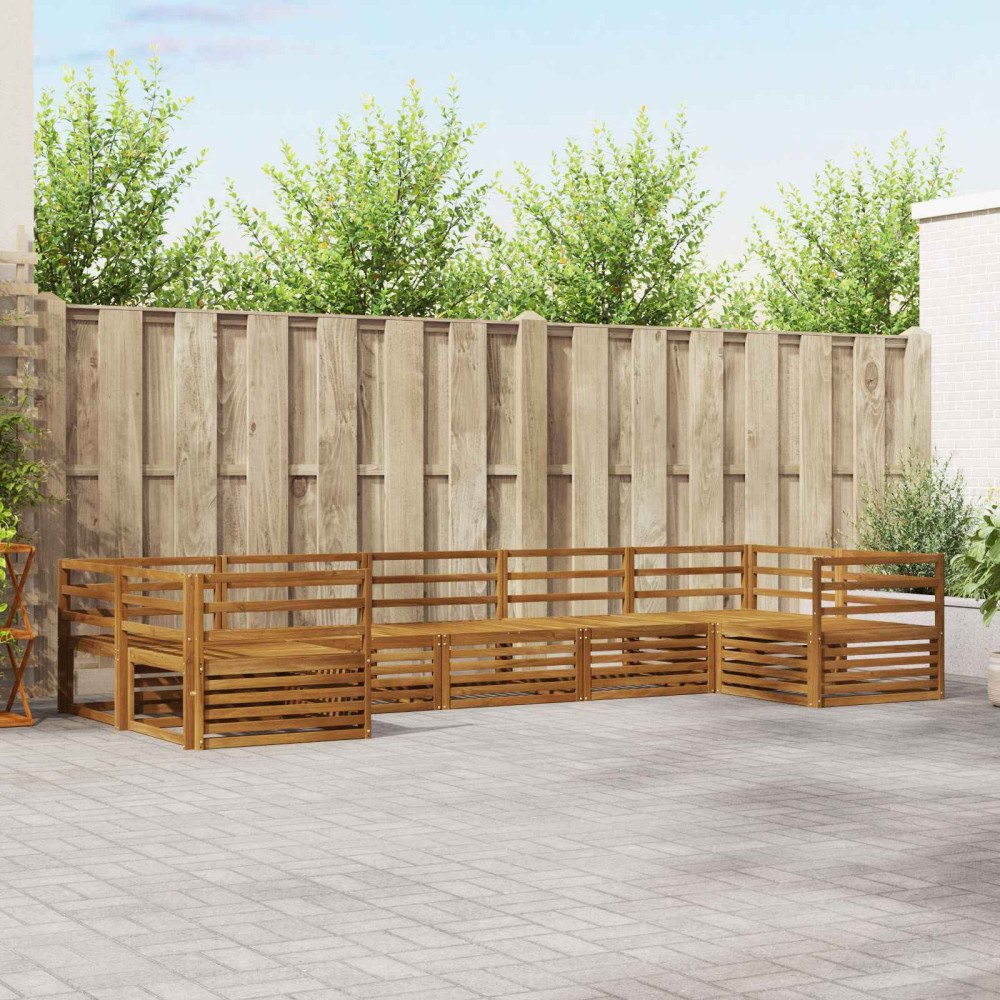 vidaXL Soffgrupper 7 pcs Naturfärg Massivt Akaciaträ