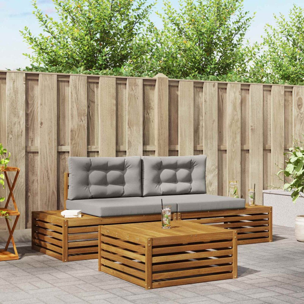 vidaXL Utomhussoffset med kudde 7 Stycke Naturlig och Ljus Grå