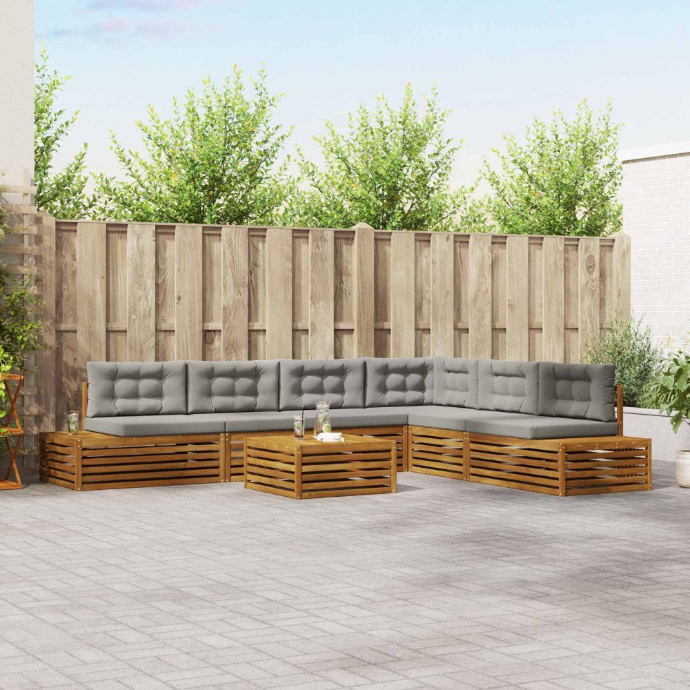 vidaXL Utomhussoffset med kudde 20 Stycke Naturlig och Ljus Grå