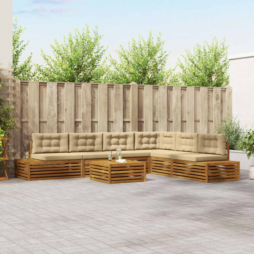 vidaXL Utomhussoffset med kudde 20 Stycke Naturlig och Beige