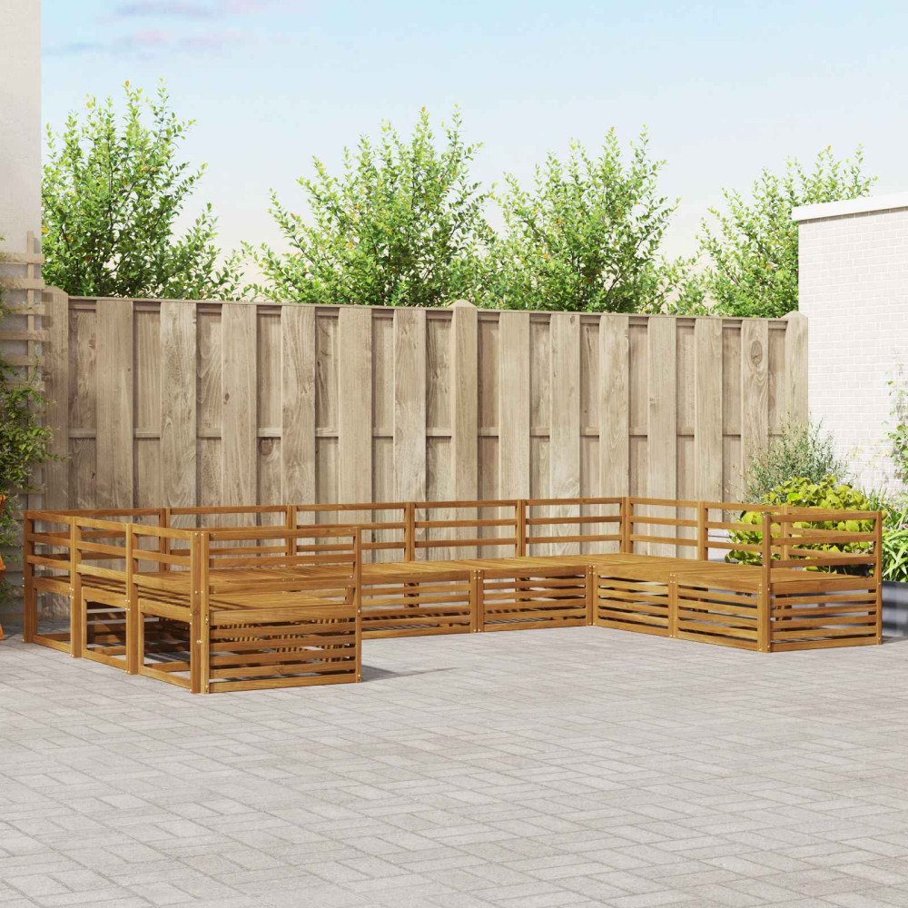 vidaXL Soffgrupper 9 pcs Naturfärg Massivt Akaciaträ