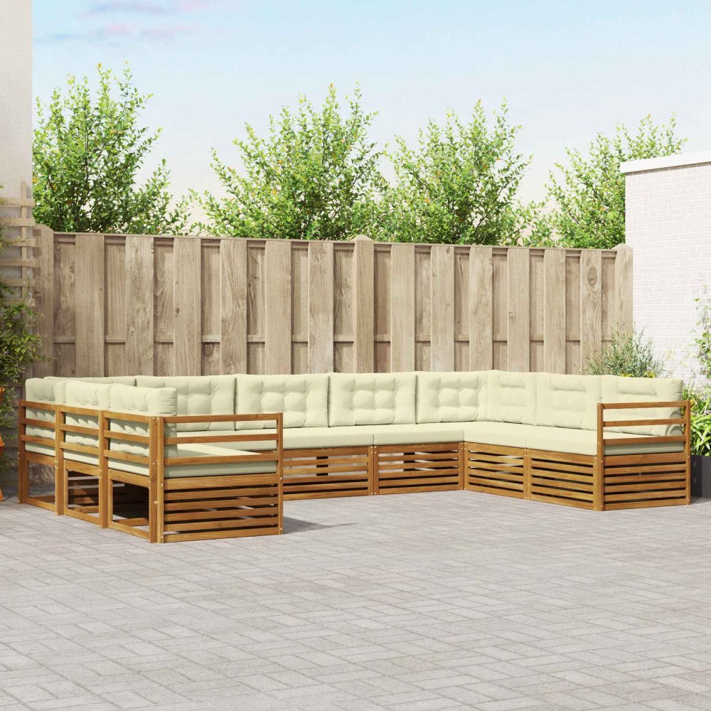 vidaXL Soffgrupper 9 pcs Naturlig och Grädde Massivt Akaciaträ