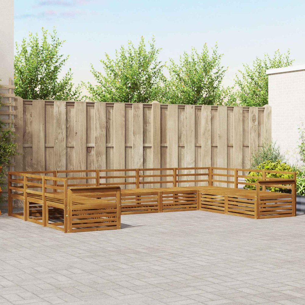 vidaXL Soffgrupper 9 pcs Naturfärg Massivt Akaciaträ