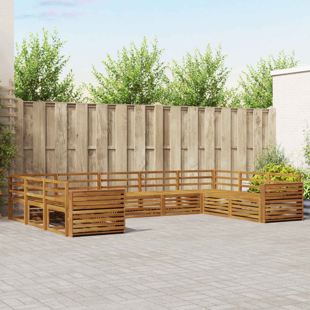 vidaXL Soffgrupper 9 pcs Naturfärg Massivt Akaciaträ