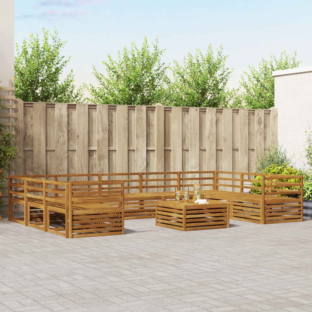 vidaXL Soffgrupper 10 pcs Naturfärg Massivt Akaciaträ