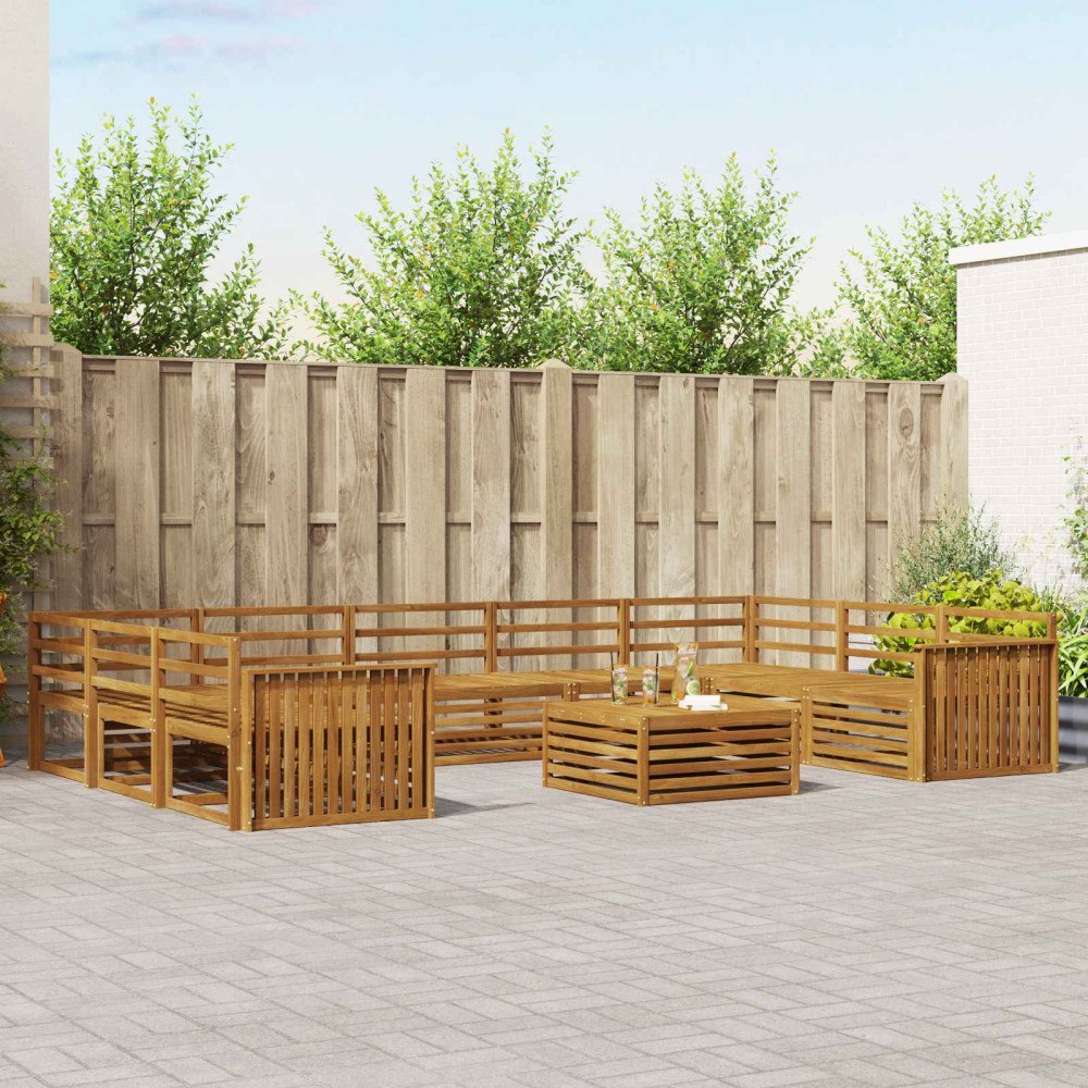 vidaXL Soffgrupper 10 pcs Naturfärg Massivt Akaciaträ