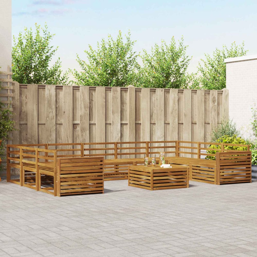 vidaXL Soffgrupper 10 pcs Naturfärg Massivt Akaciaträ