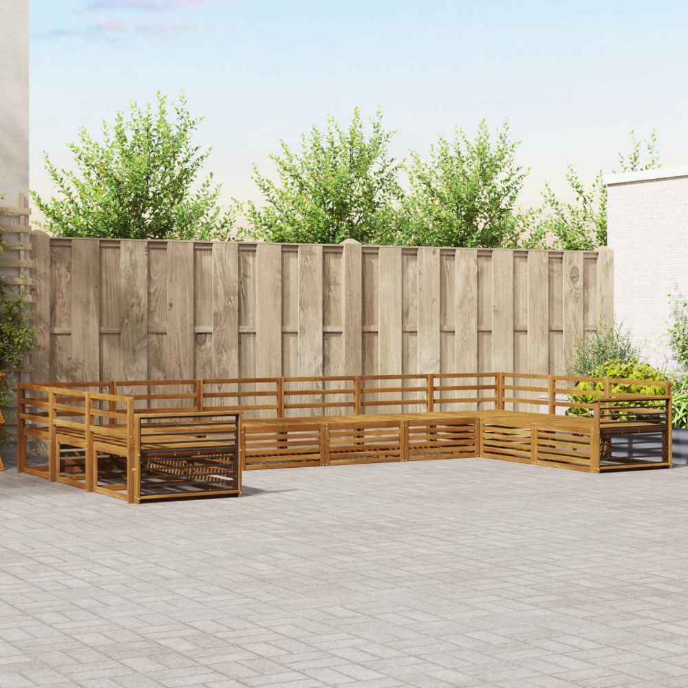 vidaXL Soffgrupper 10 pcs Naturfärg Massivt Akaciaträ