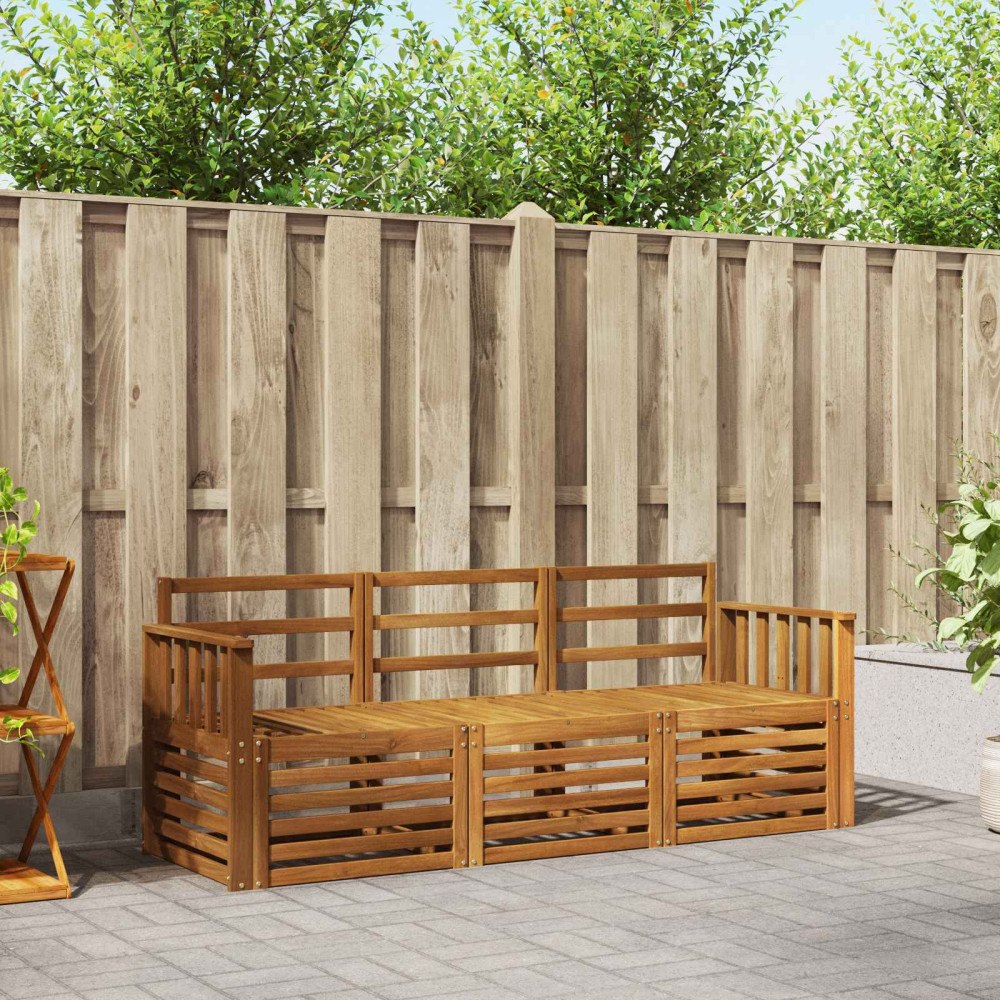 vidaXL Soffgrupper 3 pcs Naturfärg Massivt Akaciaträ