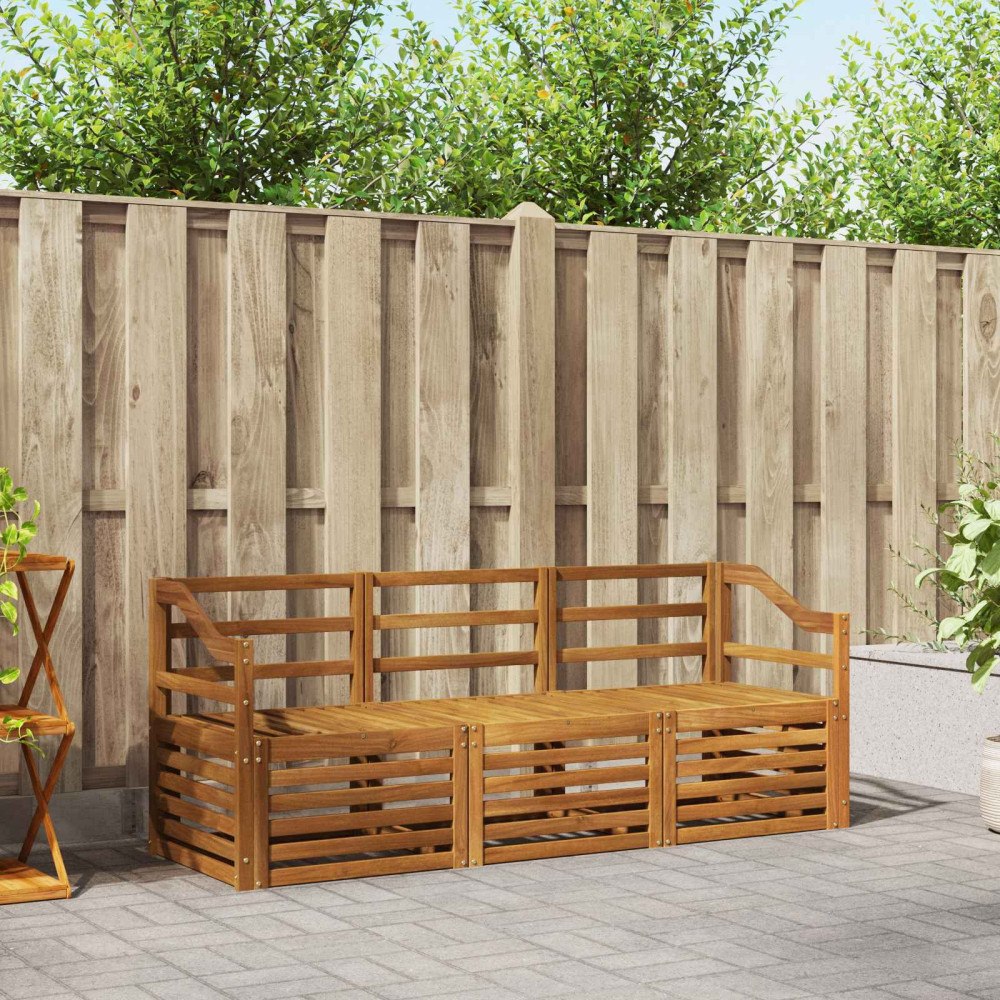 vidaXL Soffgrupper 3 pcs Naturfärg Massivt Akaciaträ