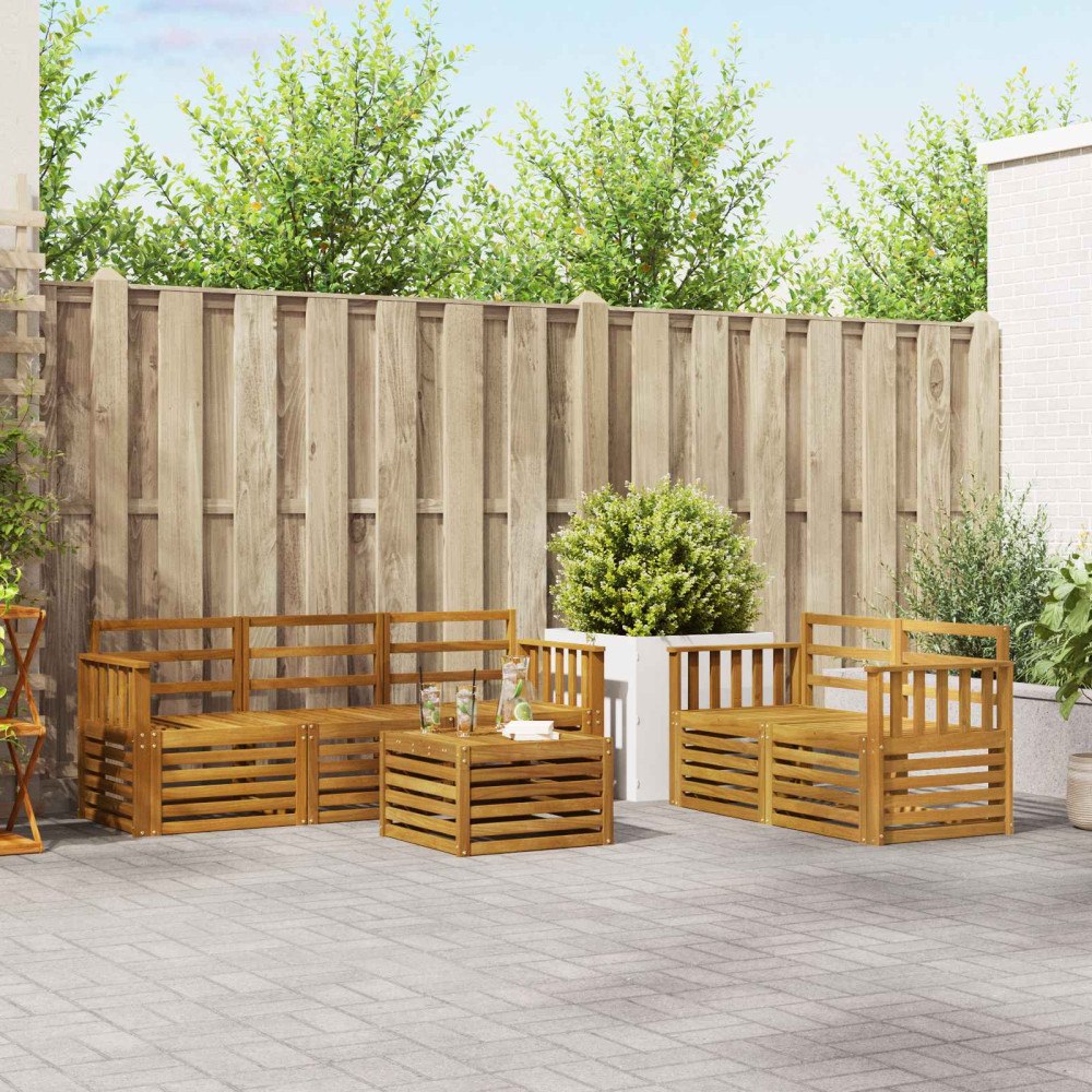 vidaXL Soffgrupper 6 pcs Naturfärg Massivt Akaciaträ