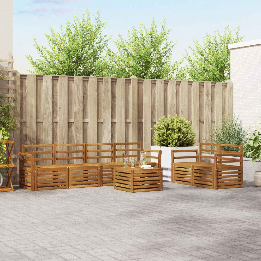 vidaXL Soffgrupper 7 pcs Naturfärg Massivt Akaciaträ