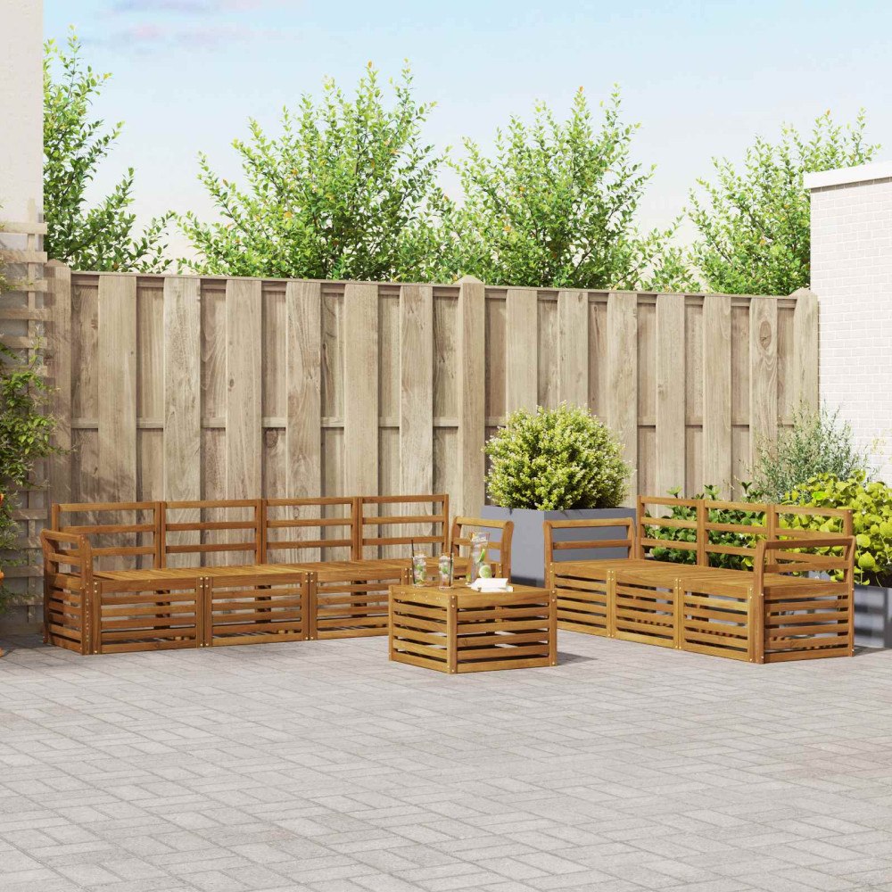 vidaXL Soffgrupper 8 pcs Naturfärg Massivt Akaciaträ