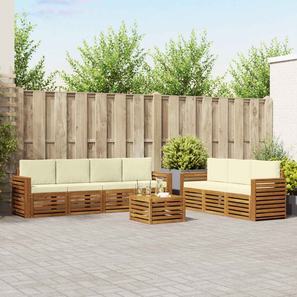 vidaXL Soffgrupper 8 pcs Naturlig och Grädde Massivt Akaciaträ