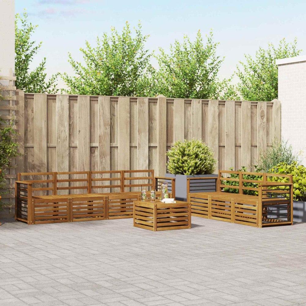 vidaXL Soffgrupper 8 pcs Naturfärg Massivt Akaciaträ