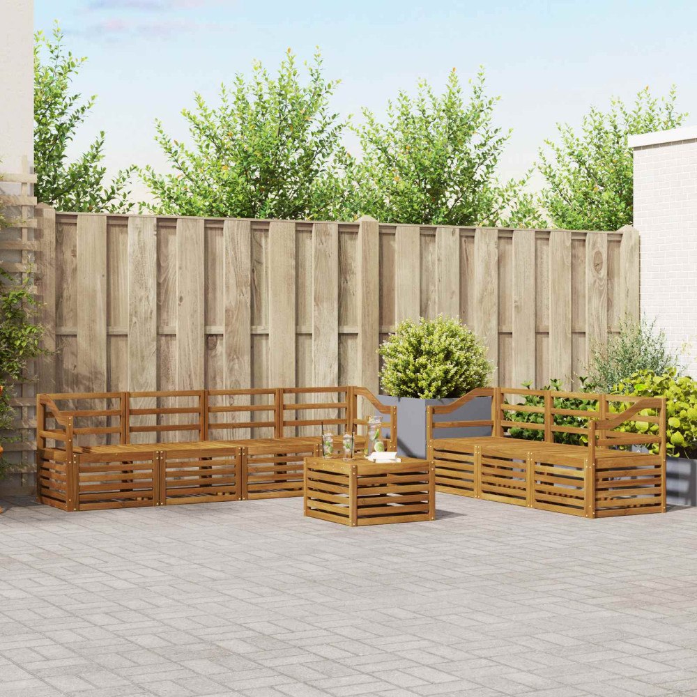 vidaXL Soffgrupper 8 pcs Naturfärg Massivt Akaciaträ