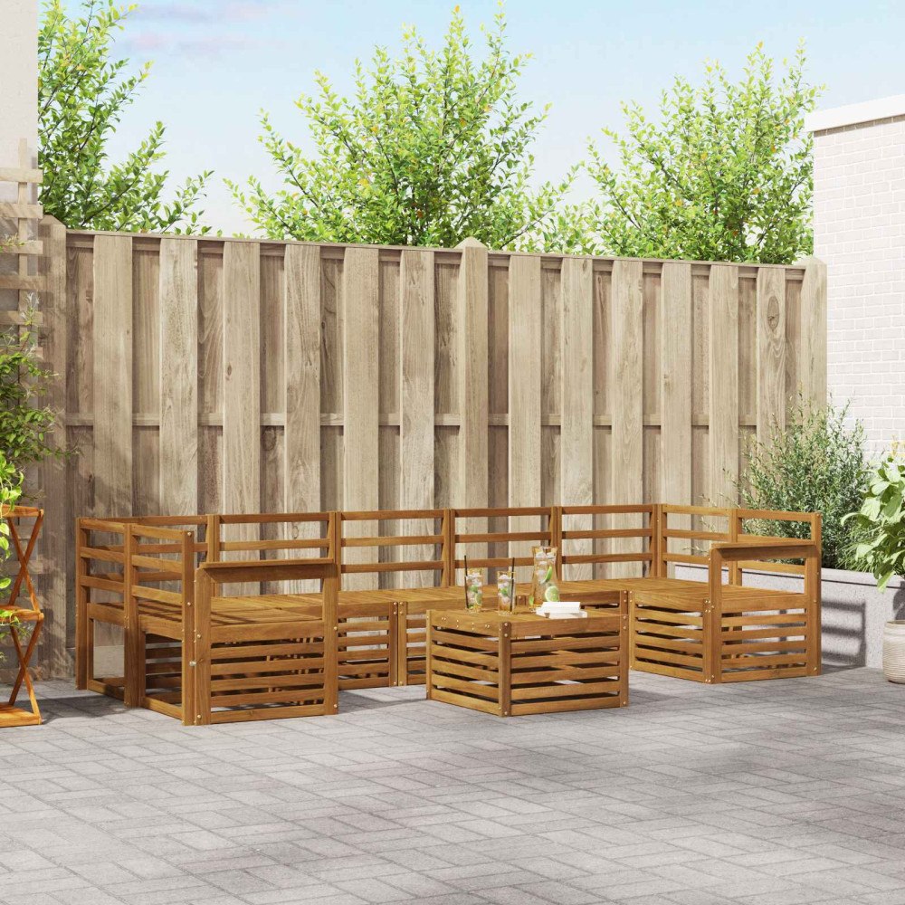 vidaXL Soffgrupper 8 pcs Naturfärg Massivt Akaciaträ