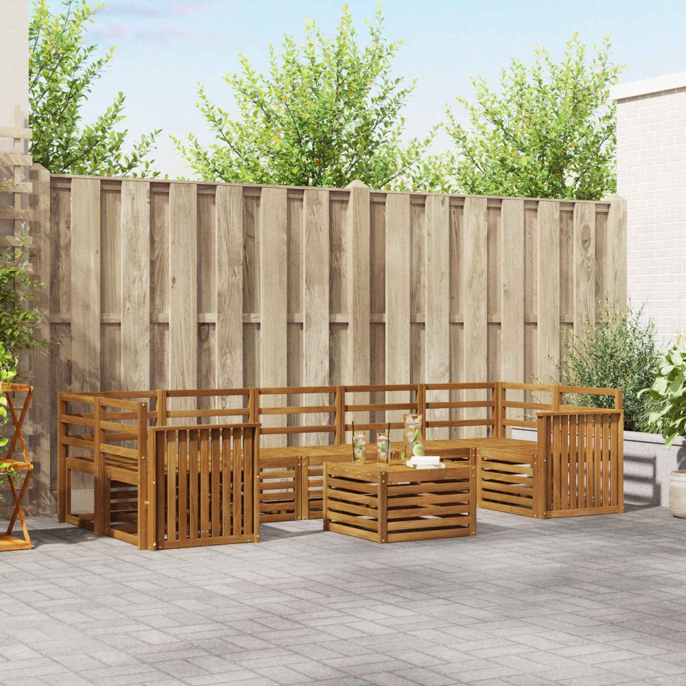 vidaXL Soffgrupper 8 pcs Naturfärg Massivt Akaciaträ