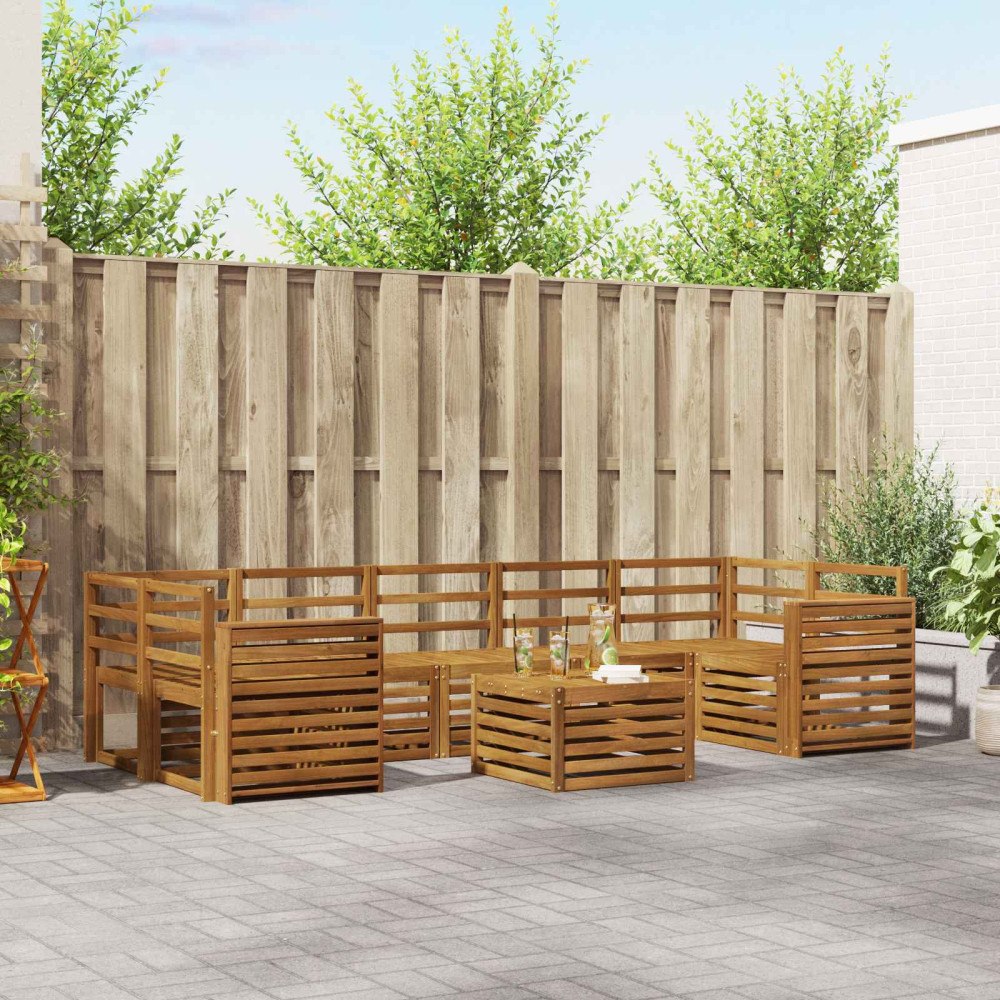 vidaXL Soffgrupper 8 pcs Naturfärg Massivt Akaciaträ